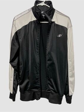 NordicTrack Retro Black Silver Full Zip Track Jacket Men’s Small Athletic Y2K
